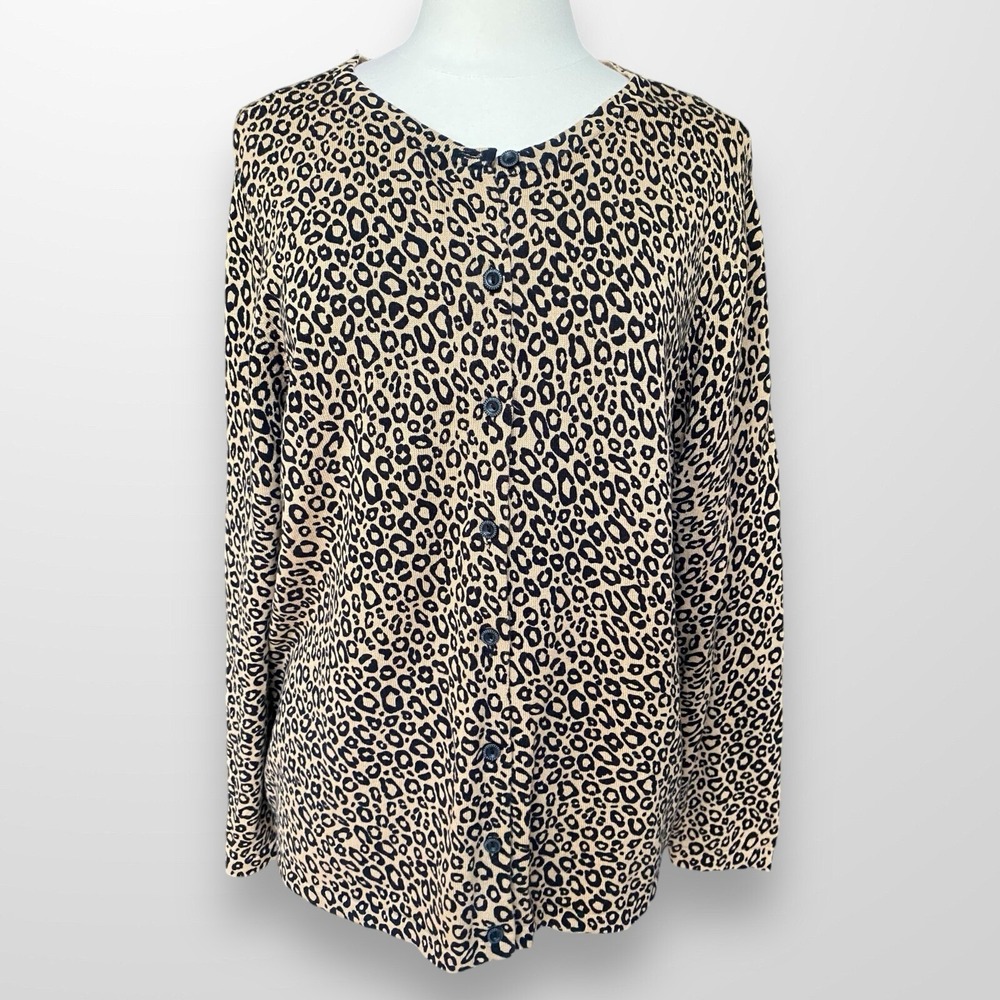 Christopher & Banks Woman's Size XL Cardigan Sweater Animal Print Lightweight